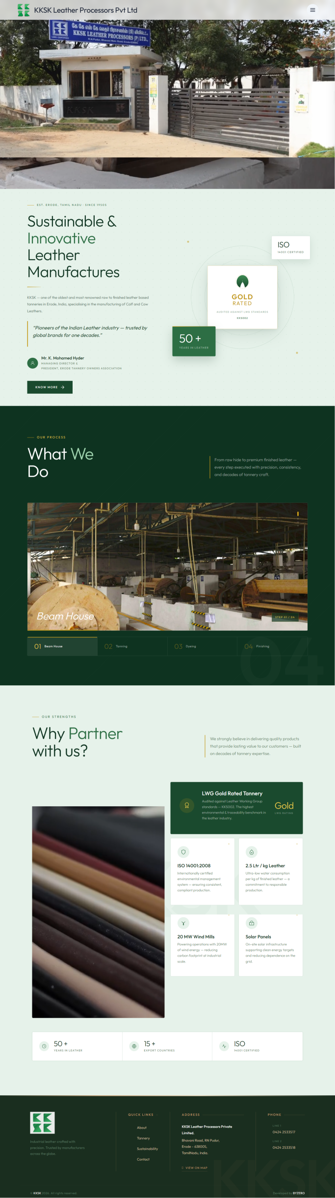 KKSK Leather Processors website hero